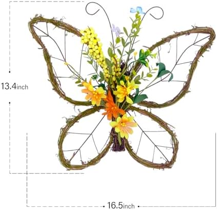 idyllic Butterfly Shaped Wreath with Pastel Berries and Floral Spring Artificial Wreaths for Front Door Decor - Image 2