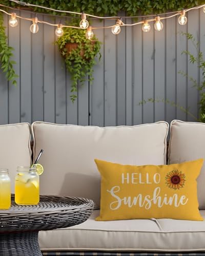 PANDICORN Hello Sunshine Throw Pillow Cover 12x20 Inch Sunflower, Yellow - Image 7