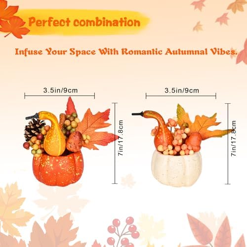 Waipfaru Fall Decor, Fall Centerpieces for Tables, 6Pcs Fake Pumpkin Decorations, Artificial Pumpkins for Decorating, Faux Fall Decorations for Home Thanksgiving Halloween Indoor Outdoor - Image 6