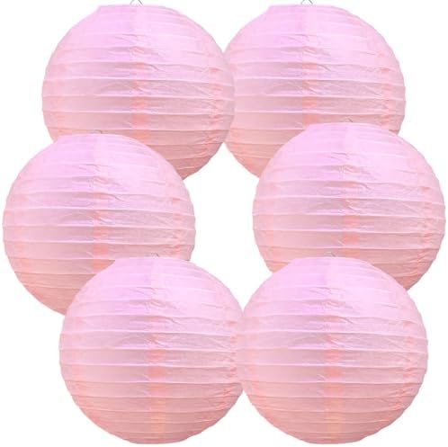 BEISHIDA 6 Inch Pink Paper Lanterns 6 Packs Hanging Round Chinese Lantern by Beishida