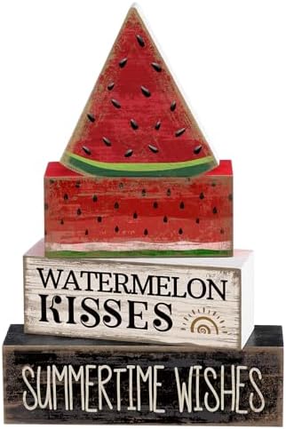 Lineshading 4 Pcs Summer Table Decor Wooden Watermelon Tiered Tray Decor by Lineshading