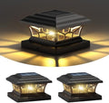 2 Pack Solar Post Cap Lights Outdoor Waterproof, Dual Light, Black by DAMAYCA