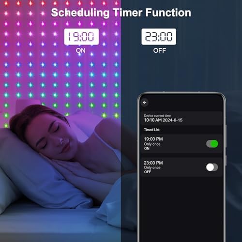 ZAIYW WiFi Smart RGB Color Changing Curtain Lights - 600 LED, Compatible with Alexa, App Control, Music Sync, Plug in for Christmas Wedding Outdoor Decor (Pack of 2) - Image 4