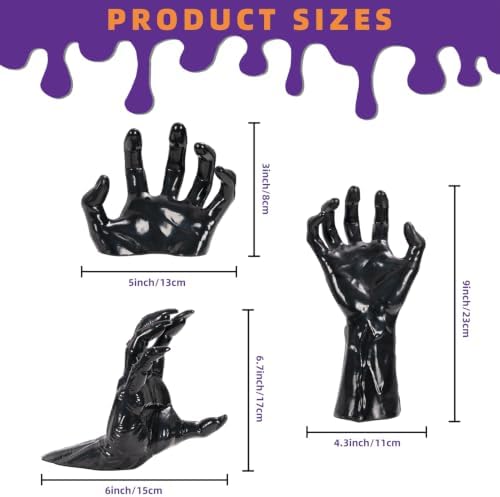 Halloween Wall Decor, Gothic Set of 3, LED Candle Hands Indoor Decoration - Image 3