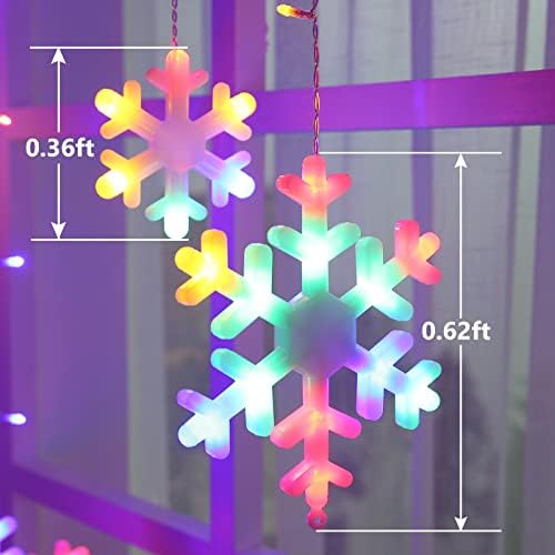 Toodour Christmas Snowflake Lights Outdoor, 17.22ft 264 LED Snowflake Icicle Lights with 22 Drops, Connectable, 8 Modes Waterproof Multicolor Christmas Light for Curtain, Eaves, Window, Xmas Decor - Image 4