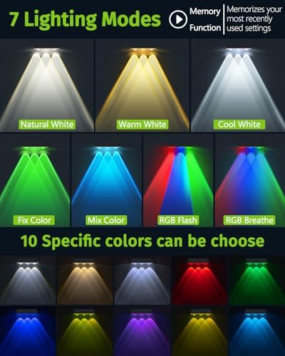 Solar Fence Lights Outdoor 12 Pack Upgraded High Brightness 3 LED Spot Lens Waterproof Deck Lights 7 Mode Warm&Cool White RGB Solar Powered Wall Lighting Decor for Outside Patio Step Backyard Railing - Image 5
