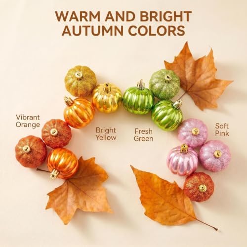 24PCS Fall Ornaments for Tree Pumpkins Decorations Thanksgiving Decor - Image 4