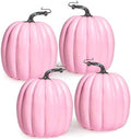 Artmag 6 Inch Large Artificial Pink Pumpkins, 4PCS Faux Foam Harvest Pumpkins for Fall Autumn Thanksgiving Seasonal Holiday Decor by Artmag