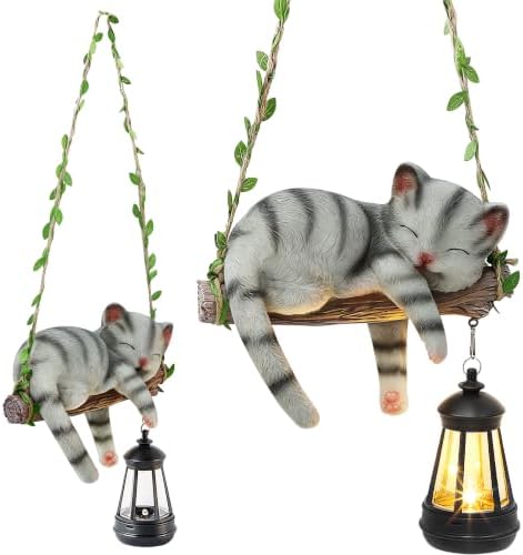 Solar Lighted Garden Outdoor Statue, Hanging Swing Lying Style by ZaaYee