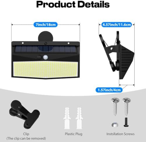 Peasur 368 LED Clip On Solar Lights Outdoor, Motion Sensor Lights with 3 Modes - Image 6