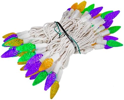 Novelty Lights 24FT 70 LED C6 Mardi Gras String Lights, Yellow & Purple - Image 5