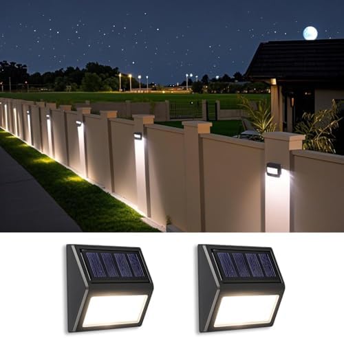 Solar Lights Outdoor, Waterproof Solar Powered Deck Step Lights for Patio Garden Backyard Garage Driveway Pathway Outside Wall Lighting by Follateas