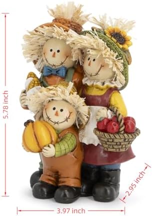 Hodao Fall Scarecrow Family Figurine, Autumn Harvest Thanksgiving Decor - Image 3