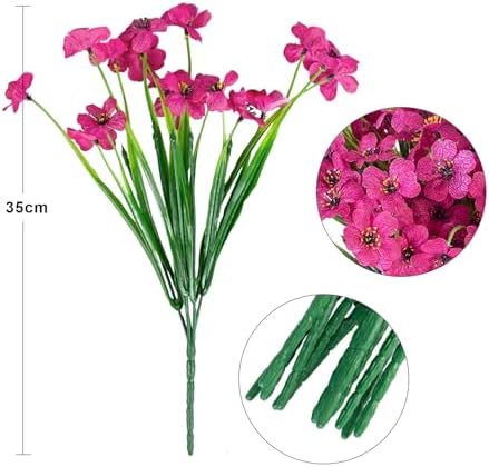 Ouddy Decor 12 Bundles Artificial Flowers for Outdoors Decoration, Rose Red - Image 2