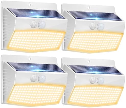 Peasur 4 Pack Solar Motion Sensor Lights Outdoor Waterproof with 3 Modes by Peasur