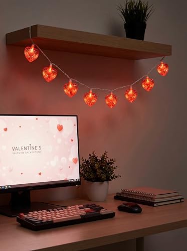 8.5Ft Red Heart Fairy String Lights, Valentine's Day Decor Lights with 10 Red 3D Heart Lights, Connectable Valentine's Day Love Heart Light for Indoor Outdoor Home Wedding Anniversary Party Decoration - Image 6