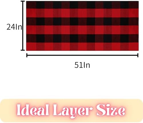 Ckorzen Red and Black Plaid Rug, 24" x 51" Christmas Front Porch Outdoor Rug, Handwoven Cotton Washable Rug for Layered Door Mats, Holiday Entryway and Home Décor - Image 2