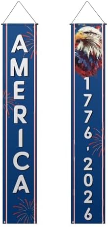 doginthehole 4th of July Decorations Outdoor Patriotic Porch Banners for Independence Day 1776-2026 American Flag Eagle Hanging Flag Porch Signs for Indoor Outdoor 250th Anniversary Decorations 2 Pack - Image 5