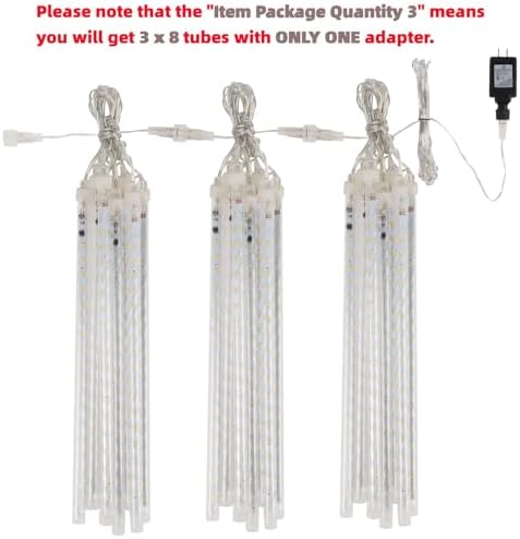 24 Tubes Meteor Shower Lights, Outdoor Icicles Christmas Lights, 12 Inch 864 LED Iciclelights Snow Falling Light, Connectable Raindrop Light, Xmas Wedding Party Tree Holiday Decor, Multicolor - Image 3