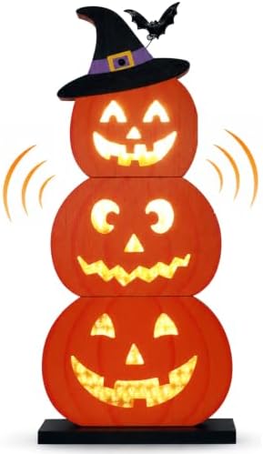 Halloween Decorations LED Light Up Pumpkin Decor Spooky Sound Porch Sign by LatestLeaderinHomeDecor