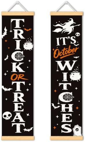 Trick or Treat Door Banner Set of 2, Halloween Witch Porch Decor for Home by Unknown