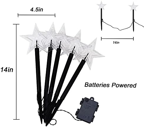 Pathway Star Light LED Waterproof Christmas Decorative Lights with Timer, Battery Operated Ground Lawn for Indoor and Outdoor Night Landscape Light Holiday Party Decor(5 Pack), Warm White Star - Image 4