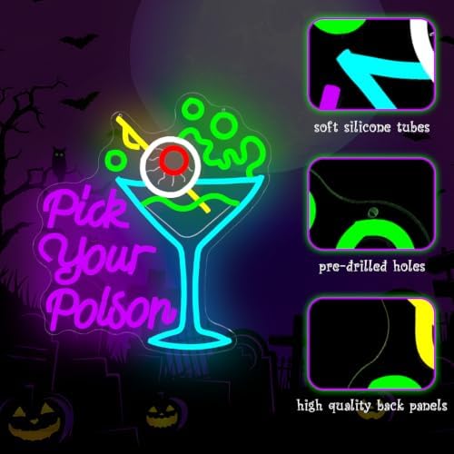 Pick Your Poison Halloween Neon Sign Witch Neon Led Sign for Wall Decor - Image 3