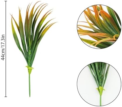 32 Pcs Artificial Grass Fake Plants 17.3in Outdoor Plastic Plants UV Resistant Greenery Fake Grass for Home Window Garden Office Patio Hanging Planter Pathway Front Porch Décor Orange Yellow - Image 5