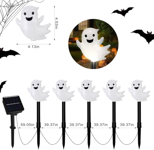20 Pack Solar Halloween Ghost Pathway Lights, 3D Solar Lights - Image 3