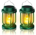 Solar Lantern Outdoor & Indoor Use – Hanging Solar Lights with Realistic Flickering Flameless Candle, Weatherproof for Gardens, Patios, Trees, and Lawns (Green, 2 Pack) by Unknown