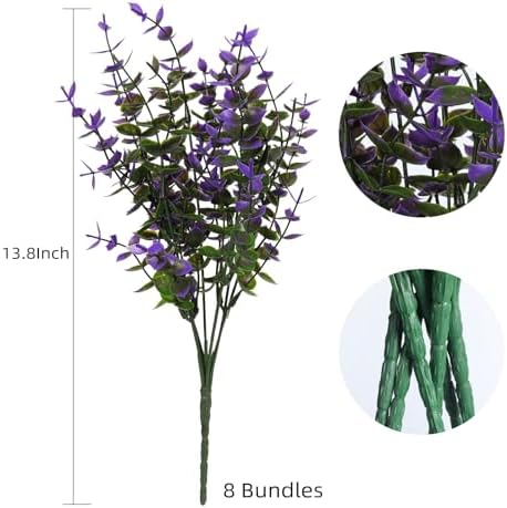 RECUTMS Artificial Fake Outdoor Plants Flowers for Spring Decoration 8Pcs - Image 2
