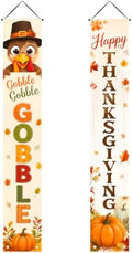 IVN Thanksgiving Turkey Pumpkin Porch Banners 12x71 Inch Set of 2 by IVN