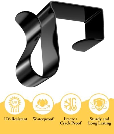 Gutter Clips for Hanging Outdoor Lights: 50 Pcs Metal Black Christmas Light Clips for outside String Lights - Weatherproof Gutter Clips for Xmas Halloween Seasonal Rope Mini Decoration Lights - Image 4