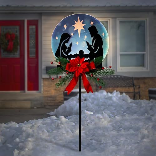 Solar Powered Nativity Scene Garden Stake, Waterproof Outdoor Christmas Patio Decor - Image 2