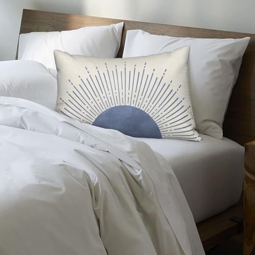 Summer Blue Pillow Covers 12x20 Set of 2 Stripes Sunshine Decorations Outdoor Throw Pillows Boho Sunset Sun Decorative Pillow Cases Linen Farmhouse Lumbar Cushion Cover for Couch Sofa Decor - Image 5