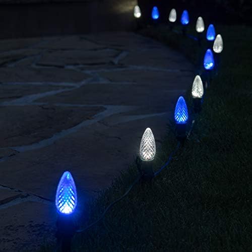 Wintergreen Lighting 50' OptiCore LED C9 Blue and White Pathway Christmas Lights, Heavy Duty Bulbs for Driveway, Walkway Marker, 5" Commercial PathPRO Stakes, 18 Gauge Green Wire - Image 5