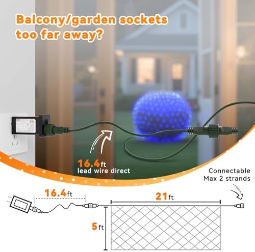 LitHome 21FT x 5FT Christmas Net Lights Outdoor Mesh Lights Connectable - Image 6
