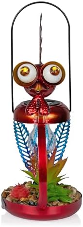 Alpine Corporation LYT286SLR-HH Solar-Powered Metal Rooster w/Garden Enclosed LED Light Decor, Solar Patio Decor, 16''H, Red - Image 2