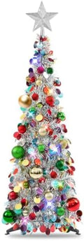 N&T NIETING Pop Up Christmas Tree with Lights & Ornaments, 3FT, Silver by NTNIETING