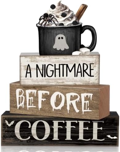 Lineshading 4 Pcs Halloween Farmhouse Tabletop Decor, Ghost Mug Topper by Lineshading