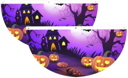 Halloween Pumpkin Semicircular Hanging Decorative Bunting Flag 2pcs by Ouqiuwa