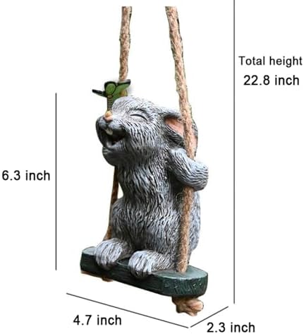 OwMell Garden Rabbit Statue, Swing Bunny Butterfly Hanging Outdoor Decor - Image 6