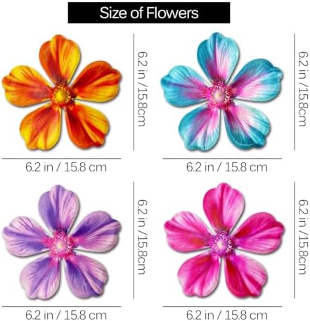 Giyyomtr Metal Flowers Wall Decor - 4pcs Metal Wall Art Hanging Decorations for Outdoor Fence Garden Yard Patio Exterior Wall Decor - Image 3