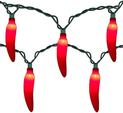 SUNSGNE Chili Pepper Christmas String Lights, 13.6FT Cinco De Mayo Lights with 35 Red Hot Chili Pepper Lights, Red Decorative String Lights for Outdoor Indoor Kitchen Patio Party Cinco De Mayo Decor by SUNSGNE