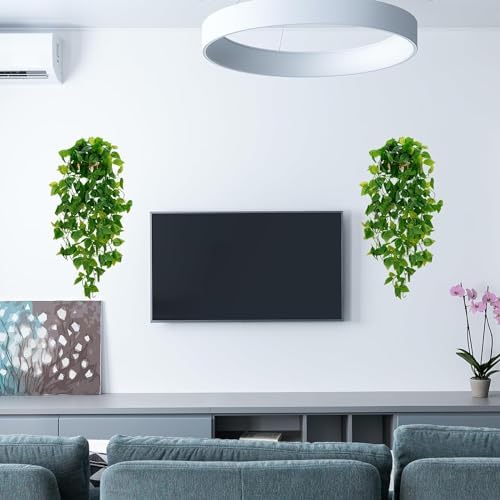 BLEUM CADE Fake Hanging Plants, 4pcs Artificial Pothos Vines Faux Plants Greenery for Wall Home Living Room Office Indoor Outdoor Decor (No Baskets) - Image 5