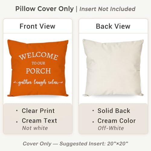 PANDICORN Outdoor Throw Pillow Covers 20x20 Inch Set of 2, Orange - Image 4