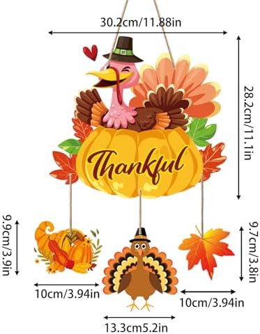 Thanksgiving Turkey Door Hanging for Front Porch, Autumn Farmhouse Hanging Sign for Fall, Harvest & Holiday Decorations - Made of Thick Cardstock - Image 2