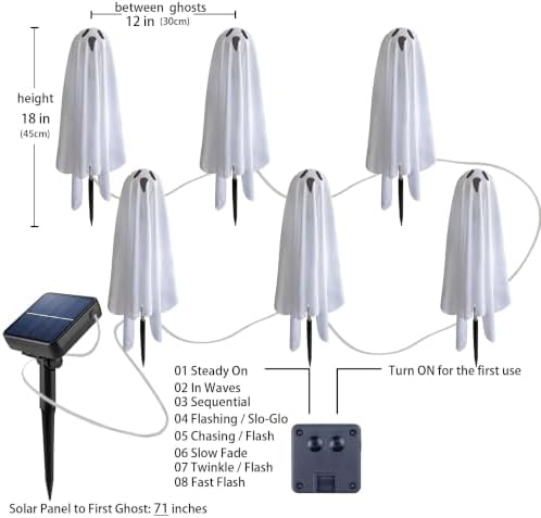 Solar Ghost Lights for Outdoor Halloween Decoration, Set of 6 Scary Spooky Pathway Lights for Trick or Treat Outside Garden Grave Lawn Porch Yard Halloween Party Decor, Cool White - Image 2