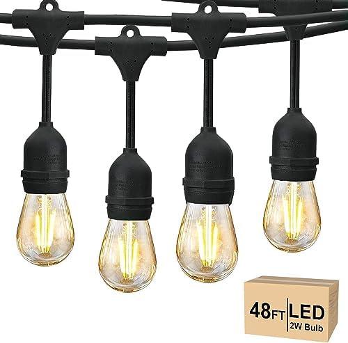 Svater 48 FT Outdoor String Lights 2W Commercial Grade Waterproof S14 ETL by Svater