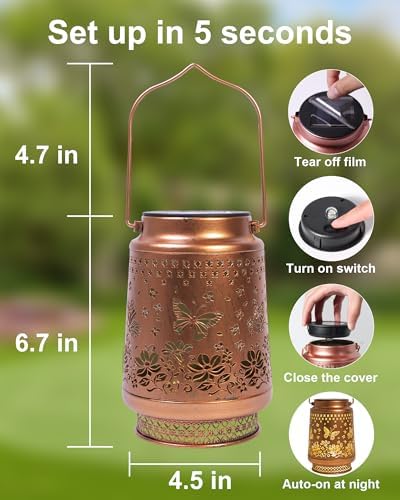 Butterfly Gifts for Women Butterfly Solar Lantern Mothers Day Gifts Birthday Gifts for Women Mom Grandma Sister Friend Garden Decor Metal Solar Lights Outside Decorative for Yard Patio Pathway Porch - Image 4